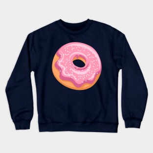 Cute Pink Donut with Powdered Sugar Crewneck Sweatshirt